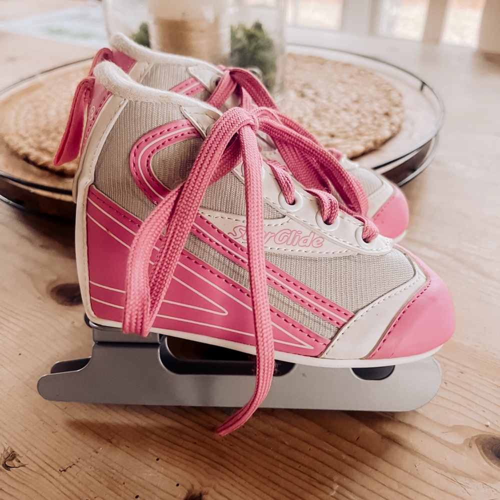 Pink Toddler Double Blade Ice Skates
